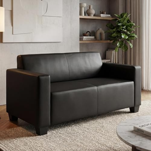 Modular 2er Sofa Couch Lyon-AM Loungesofa Kunstleder 136cm - schwarz