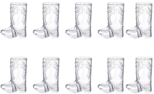 VBRHFRIF 10 Pieces of Cowboy Boot Cups, Plastic Transparent Cups, Funny Beer Cups, Mini Cowboy Cups, Cowboy Party Decorations
