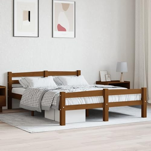 Sufrk Massivholzbett Honigbraun Kiefer 140x200 cm Bettgestell Holzbett Bed Frame Massivholzbett Bett Holz Bettrahmen