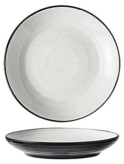 asdchZen Assiettes À Dîner en Céramique Blanche Et Noire De 8 Pouces - Lot De 2