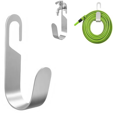 HORIFEN Supporto per tubo da giardino, in acciaio inox, montaggio a parete, robusto supporto per tubo dell'acqua per irrigazione