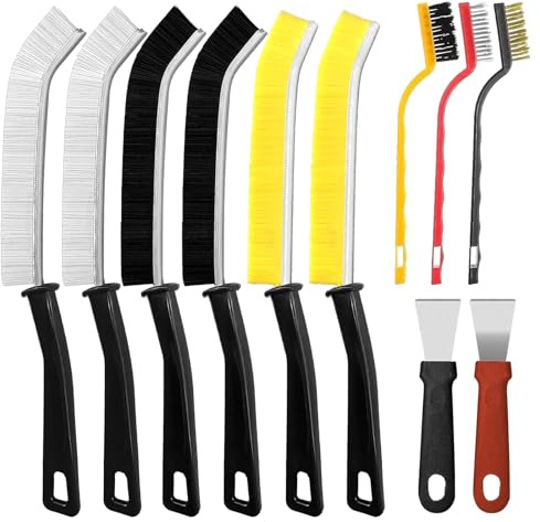 Spaltreinigungsbürste 11PCS, Eckenreinigungsbürsten, Fugenbürste BadPutzbürste,Fugenbürste Bad & Küche mit PET-Borsten & Kratzer - Mehrzweck Reinigungsbürste für Fliesen, Fenster, Dusche, Toilette