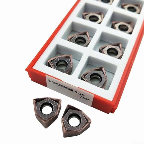 Lot de 10 fraises en carbure CNC WNMU080608EN-M - Inserts de fraisage de tour pour MFWN pour finition semi-finition