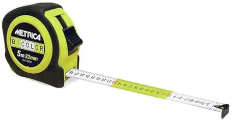 Métrique Flexomètre professionnel 5 mètres Bicolor - Mètre à ruban bicolores, ruban large 28 mm, haute visibilité, étui antichoc caoutchouté
