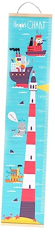 Nordische Leuchtturm für Wandbehang als Kinder Wachstumstabelle | Öl Leinwand und Holz, zum Aufhängen, Rollbar zur Aufbewahrung, Zimmerdeko für Kinder