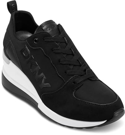 DKNY Women's Cait-Wedge Sneakers, Black, 5 UK
