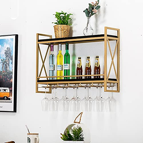 GLMGBP Estante de Techo para Colgar en la Pared, Estilo Loft Industrial, de Hierro Forjado, para vinoteca, Creativo, para Colgar en la Pared, para Copas de Vino, B-80 x 20 x 53 cm