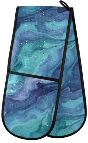 Ensemble de maniques à double fonctionnalité résistant à la chaleur pour la cuisine (violet, bleu, galaxie, vagues étoilées)