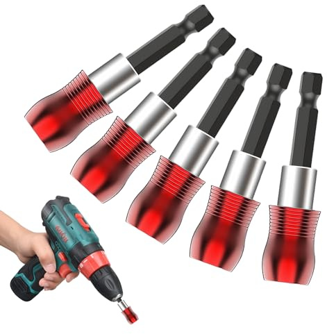 5 Piezas Portabrocas Magnético, Portabrocas de Acero Inoxidable, Extensión de Cambio Rápido 1/4 60mm, Juego de Portabroca Magnético Fuerte, Para Taladros, Portabroca Hexagonal (B)