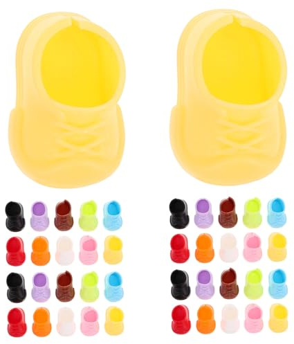 Toddmomy 40 Par Mini Dockskor för Dockor Mångsidiga Platta och Korta Stövlar i Färger för Kreativ Lek och Miniatyrdekorationer