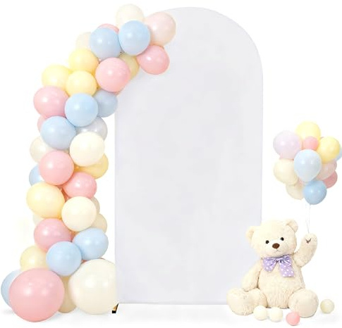 Couverture ronde pour arche de mariée - 220 x 120 cm - Pour support d'arche en métal - Décoration de mariage et de fête d'anniversaire (blanc, 120 x 220 cm)