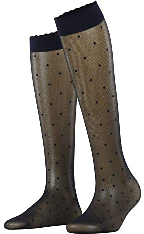 FALKE Dot 15 DEN W Kh trasparenti velati fantasia 1 paio, Calzini lunghi Donna, Blu Marine 6179, 39-42