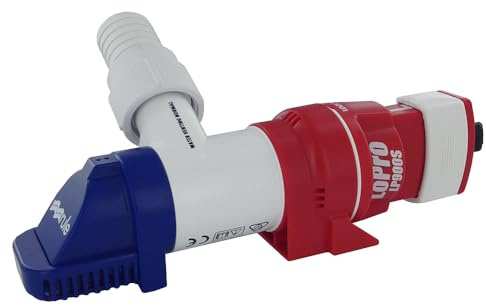 Rule LP900S, LoPro 900 GPH Automatic Bilge Pump - Low Profile, Submersible for Tight Spaces, 12V, Rotating Discharge, Multi-Port, Backflow Prevention for Boats