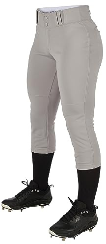 Champro Pantaloni da Softball da Donna a Vita Bassa in Poliestere Tradizionale Grigio