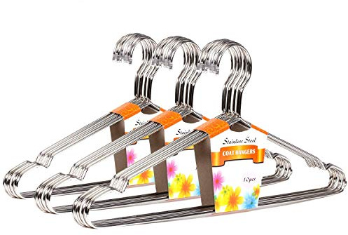 ETAOLINE 30 Pack Stainless Steel Heavy Duty Wire Clothes Hangers Silver | Holds Heavy Coats & Suits without Bending Slim Space-saving Design for Wardrobe