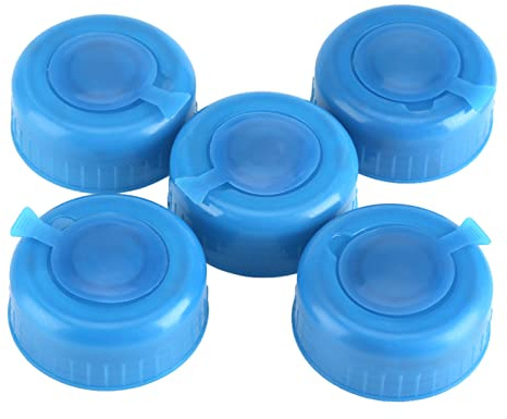 5Pcs Blue 3 & 5 Gallon Water Bottle Screw on Cap Reusable Replacement Anti Splash Lids