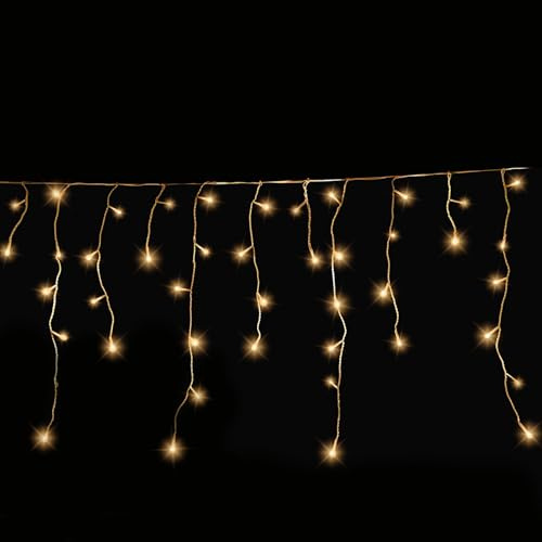 Gartenpirat Eisregen Lichterkette 24 m 960 LED warmweiß LED-Lichterkette außen innen Timer Flash-Effekt