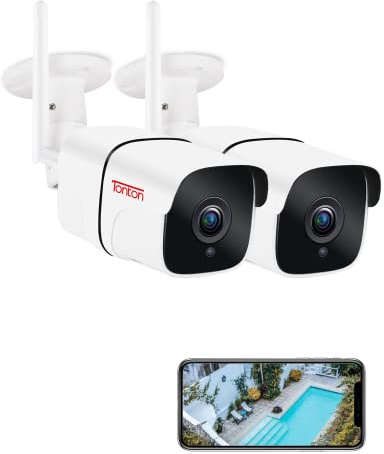 Überwachungskamera Außen Tonton, WLAN IP Kamera, 4MP Hochauflösung, WiFi Camera mit Datenschutzbereich, 30m Nachtsicht, IP66 wasserdicht, Zwei Wege Audio, RTSP, Fernzugriff, App/Email Alarmmeldung