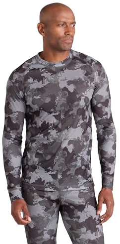 Mountain Warehouse Talus Printed Round Neck Mens Top - Fast Wicking Thermal Base Layer, Long Sleeves, Fast Dry Sweater, Lightweight - for Camping, Hiking Camouflage (Printed) XL