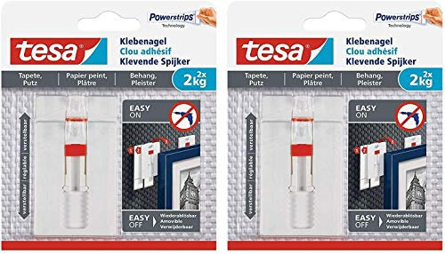 tesa® Verstellbarer Klebenagel für Tapeten und Putz 2 kg (2 Packungen)