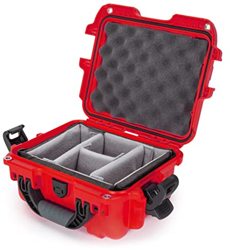 Nanuk 905-2009 Väska, vattentät hård väska med vadderade avdelare, hardcase, röd