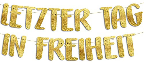 Lustige Girlande, Glitzerbanner Letzter Tag in Freiheit, Lustiges Partyzubehör Junggesellenabschied, Bachelor-Party, Bachelorette-Party