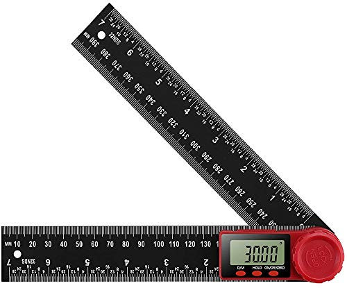 Gasea Transportador de Ángulos Digital 0-360°(200mm), Medidor de Ángulos Digital, LCD Digital Ángulo Buscador Regla, Acero Inoxidable Herramienta Medición Angulos regla para Tareas, Manualidades y DIY