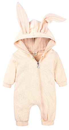 Verve Jelly Baby Mädchen Jungen Kleidung Top Bunny Ear Hoodie Bodysuit Strampler Einfarbig Langarm Outfit