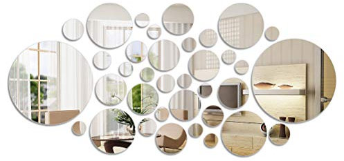 TIMESETL 36 adesivi a specchio in acrilico adesivi da parete decorativi adesivi da parete rotondi dal design moderno a specchio da parete per soggiorno e camera da letto, decorazione, 6 misure
