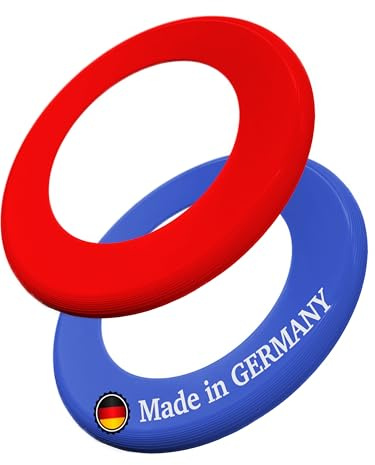 Traptix® Wurfring [2er Set] - 𝑴𝒂𝒅𝒆 𝒊𝒏 𝑮𝒆𝒓𝒎𝒂𝒏𝒚 & 𝑩𝑷𝑨-𝒇𝒓𝒆𝒊 - Superleichter Frisbee Ring für Riesigen Spaß im Freien oder im Wasser (rot & blau)
