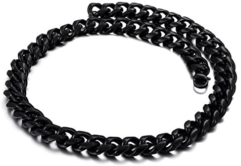 Whoiy Halskette in Edelstahl, Glieder Link hochwertig Verarbeitet Männer Kette Geschenk für Paare Ehemann Freund, 45cm Länge, 13mm Breite, Schwarz