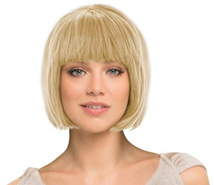 Perücke blond Kurz Bob mit Pony für Karneval Fasching Wig Cabaret Kurzhaar Pagenkopf glatt (blond)