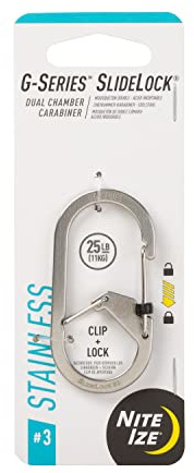 Nite Ize G-Series SlideLock Dual Chamber Carabiner Stainless Steel #3, Silver