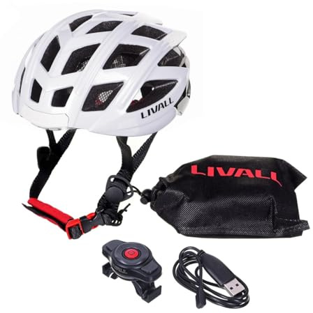 LIVALL BH60SE Smart Bike Bluetooth Cycle Helmet With Wireless Handlebar Remote Control, Black Bicycle Helmet, White