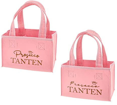 Cepewa Flaschenträger Prosecco Tanten │ rosa Gold Geschenktasche für Flaschen 22,5x15x14cm Filz │ Tragetasche Filztasche Flaschentasche