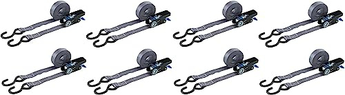 STROXX® 8X Zurrgurt 4,5 Meter |belastbar 800Kg pro Gurt| Breite 25mm | mit S-Haken für Schwerlast | mit Ratsche | Spanngurt | Transportgurt | EN12195-2