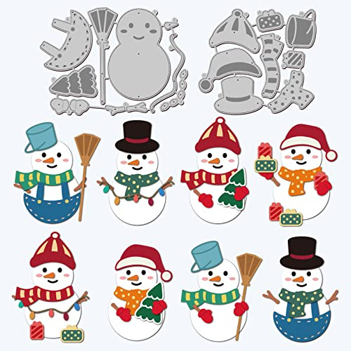 GLOBLELAND 2 Pièces Noël Bonhomme de Neige Matrices de Découpe en Métal Hiver Bonhomme de Neige Découpes Gaufrage Pochoirs Gabarit pour la Fabrication de Cartes en Papier Décoration Artisanat Décor