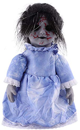 TOYANDONA Halloween Sprachaktivierte Leuchtende Gruselpuppe Mit Bewegungsfunktion Für Dekoration Und Spielzeug 18X18X12 Zoll