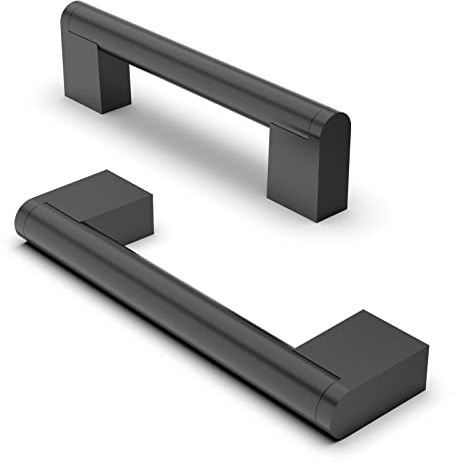 FURNIWARE 5 Stück Möbelgriffe, 96mm Bohrlochabstand Edelstahl Möbelgriffe Schrankgriffe Küche Kabinett Griff Verwendet für Türgriff der Badezimmertür Kleiderschrank(Matt Schwarz)
