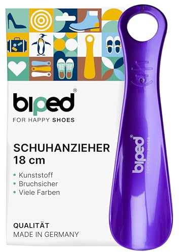 biped Schuhanzieher aus Kunststoff 18 cm – Kleiner Schuhlöffel, perfekt für unterwegs – Ergonomisch geformter Reiseschuhlöffel – Ideal für Kinder & Erwachsene z1560(metallic-lila)