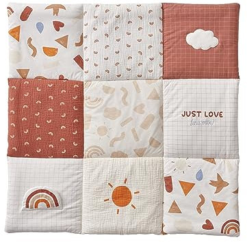 Vertbaudet Baby Spieldecke/Laufstalleinlage Happy Sky Bio-Baumwolle Mehrfarbig 75X100