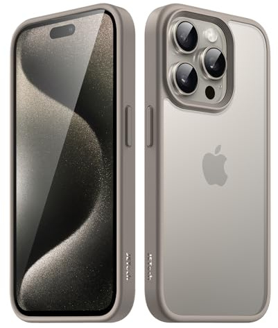 JETech Matte Case for iPhone 15 Pro, Natural Titanium | Military-Grade Protection, Frosted Matte Back, Anti-Fingerprint Finish, Shockproof Design