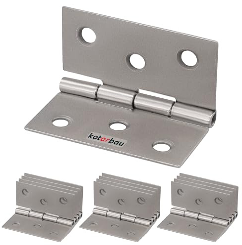 KOTARBAU® 12er Set Möbelscharnier 40 mm Möbelband Schrankscharnier Nickel Gerollte Scharniere Klappbar Klavierband Steckverbinder Kistenband Werkzeugkästen