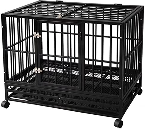PRUJOY Metall-Hundekäfig, zusammenklappbarer, kräftiger Innenkäfig für mittelgroße und große Hunde, für Haustiere (92 * 62 * 75cm)