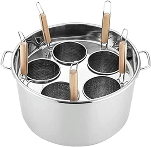 Pentole, Cuocipasta a 5 Fori Utensile da Cucina per Pasta Maker, Pentola Cuocipasta in Acciaio Inossidabile con Cestello a 5 Inserti per Cucina Domestica Ristorante (Argento)