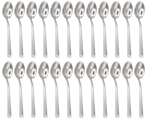 Argon Tableware Tondo Stainless Steel Teaspoons - 14cm - Pack of 24 - Silver Tea Spoons High Polished Metal Dishwasher Safe 24-Piece Tea Coffee Sugar Cutlery Set