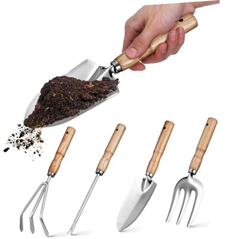 Mipcase Ensemble De 8 Outils De Jardinage pour Jardin Truelle Kit Doutils À Main Élégants en Acier Inoxydable pour Hommes Et Femmes