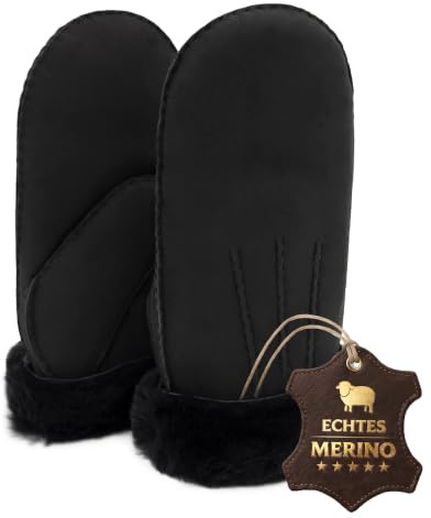 Rohn Moden Lammfell Handschuhe Damen & Herren aus echtem Lammfell – Arber – Warme Fäustlinge Unisex, Fausthandschuhe mit weichem Fellfutter, Fellhandschuhe Herren & Damen gegen kalte Hände, Anthrazit