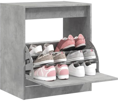 ShGaxin Schuhschrank, Betongrau, 60 x 42 x 69 cm, Holz, Schuhschrank, Schuhregal, Schuhregal