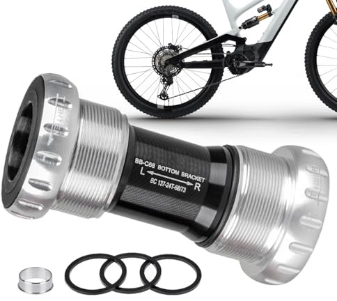 Nuytghr Eje central de rodamiento para bielas | Herramienta de pedalier, reemplazo de bicicletas, eje hueco integrado roscado BB52